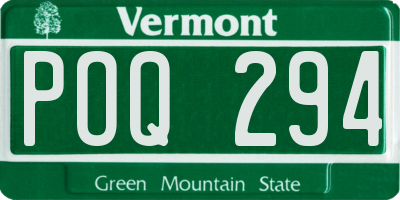 VT license plate POQ294