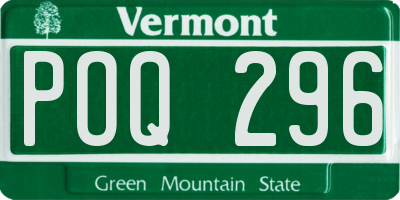 VT license plate POQ296
