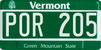 VT license plate POR205