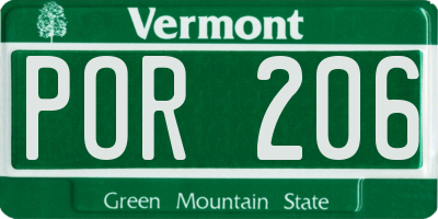 VT license plate POR206