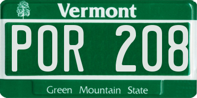 VT license plate POR208