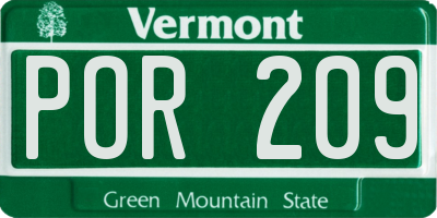 VT license plate POR209