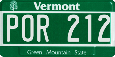 VT license plate POR212