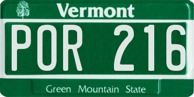 VT license plate POR216
