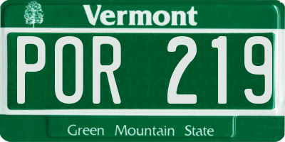 VT license plate POR219
