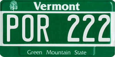 VT license plate POR222
