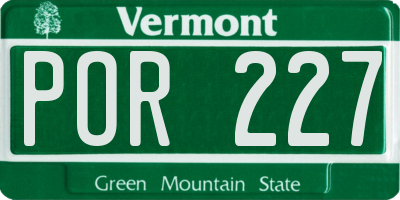 VT license plate POR227