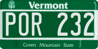 VT license plate POR232