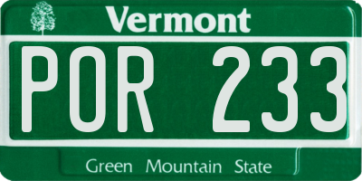 VT license plate POR233