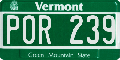 VT license plate POR239