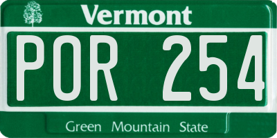 VT license plate POR254