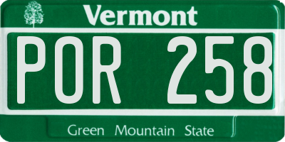 VT license plate POR258