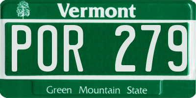 VT license plate POR279