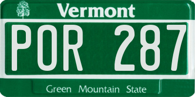 VT license plate POR287
