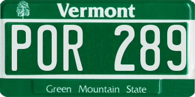 VT license plate POR289