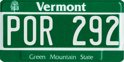 VT license plate POR292