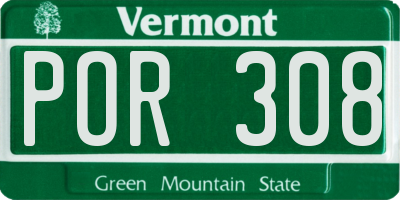 VT license plate POR308