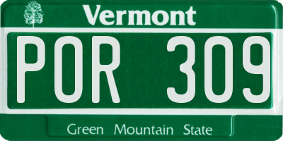 VT license plate POR309
