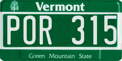VT license plate POR315