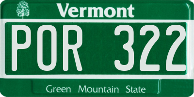 VT license plate POR322