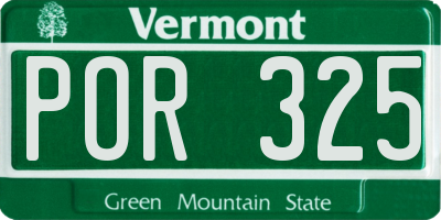 VT license plate POR325