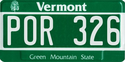VT license plate POR326