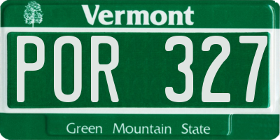 VT license plate POR327