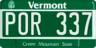 VT license plate POR337