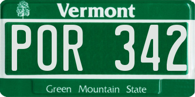 VT license plate POR342