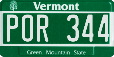 VT license plate POR344