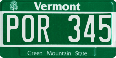 VT license plate POR345