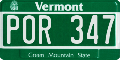 VT license plate POR347
