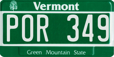 VT license plate POR349