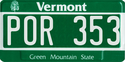 VT license plate POR353