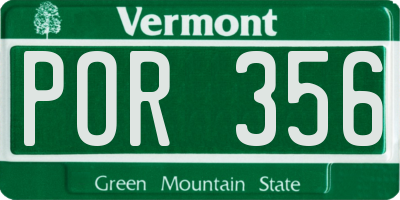 VT license plate POR356