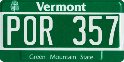 VT license plate POR357