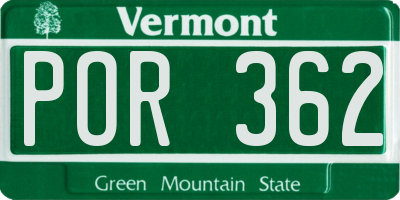 VT license plate POR362