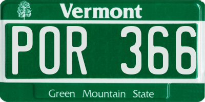 VT license plate POR366