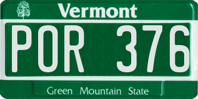 VT license plate POR376