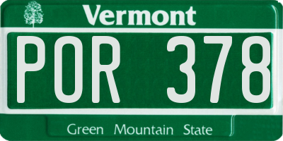 VT license plate POR378