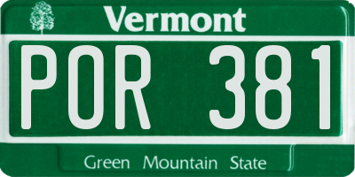 VT license plate POR381