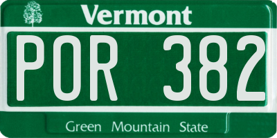 VT license plate POR382