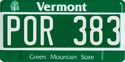 VT license plate POR383