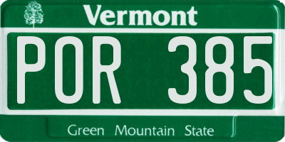 VT license plate POR385