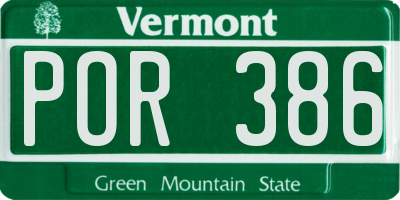 VT license plate POR386