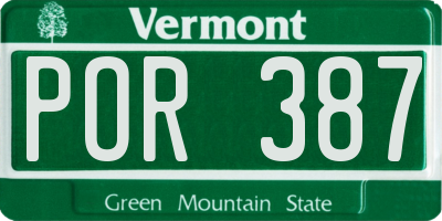 VT license plate POR387