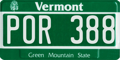 VT license plate POR388