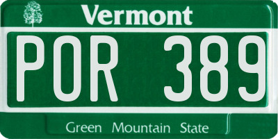 VT license plate POR389