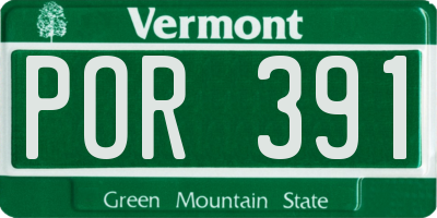 VT license plate POR391