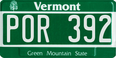 VT license plate POR392